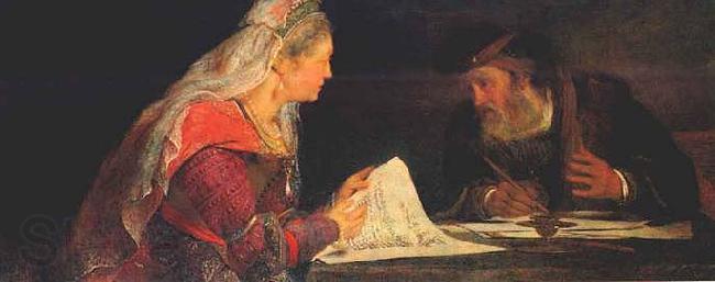 Aert de Gelder Esther and Mordechai writing the second letter of Purim